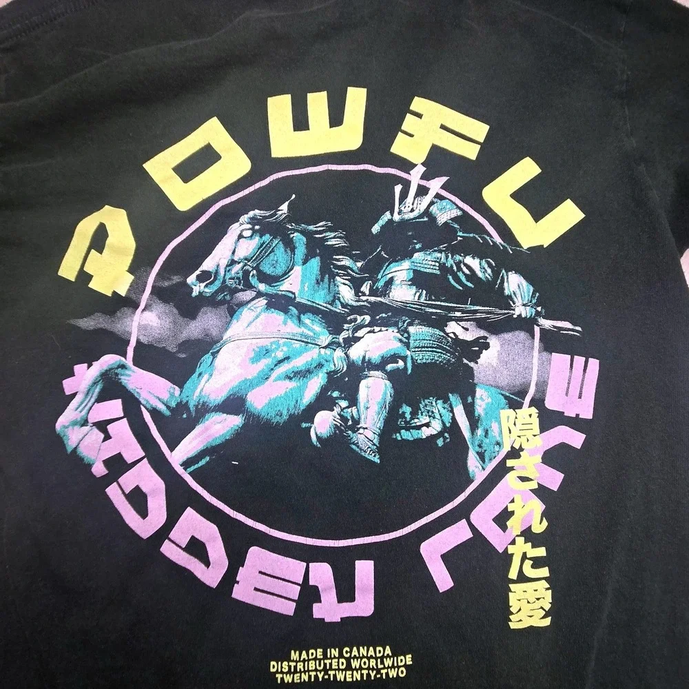 Powfu Hidden Love Long Sleeve Graphic T-Shirt Black Neon Artist Merch Mens Small - Picture 11 of 11